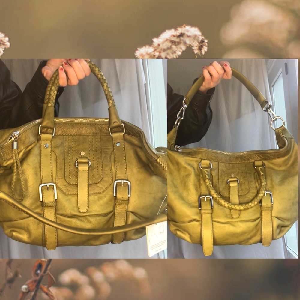 NWT GREEN LEATHER THE SAK HOBO SATCHEL 2 WAY BAG